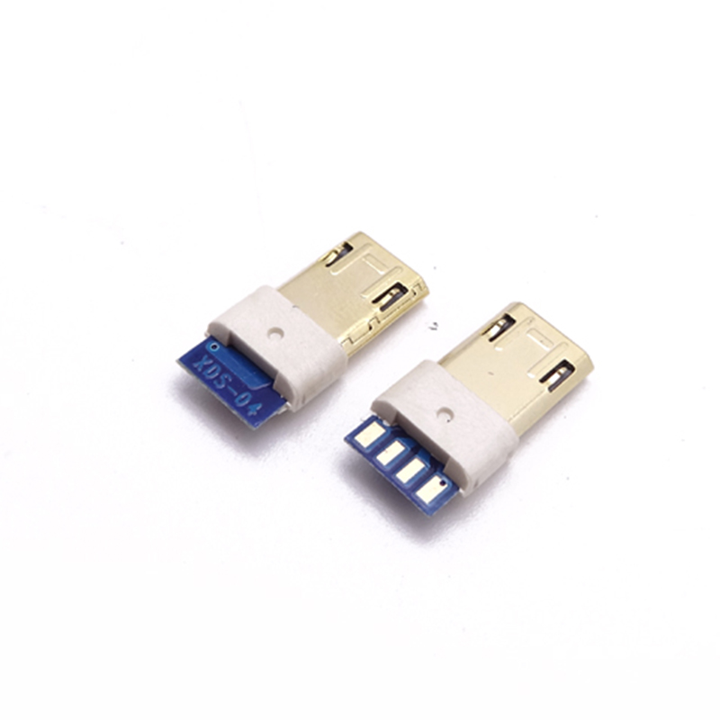 MICRO USB雙面插公頭 插板式包膠4P數(shù)據(jù)板 外殼鍍金